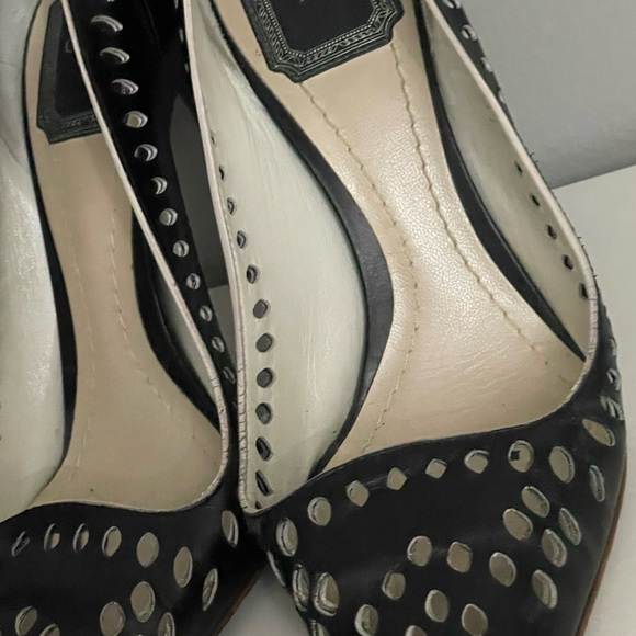 Dior Black Laser Cut Leather Pointed Toe Pumps Size 37 - Picture 4 of 11